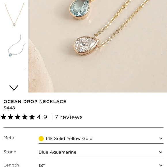 James Michelle Ocean Drop 14K Gold Necklace in Blue Aquamarine - Picture 4 of 8